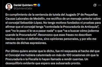 Daniel Quintero reconoció que no