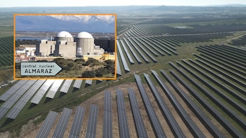 Montaje Infobae con imágenes de la central nuclear de Almaraz (Iberdrola, Endesa y Naturgy) y de la planta fotovoltaica Almaraz (Iberdrola). (Europa Press)