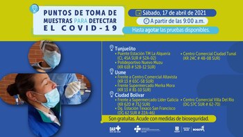 Pruebas covid en Bogotá