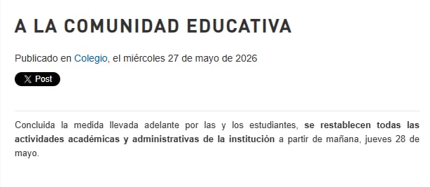 El comunicado del Colegio Nacional Buenos Aires