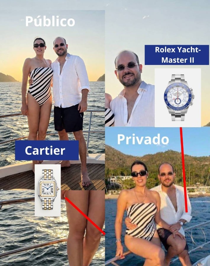 La secretaria de Turismo Josefina Rodríguez Zamora y su pareja Iván García gustan de usar relojes de lujo.
Crédito: X/ @CIQueretaro