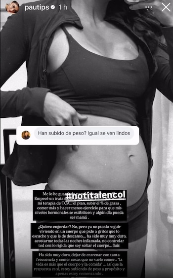 La influencer busca estabilizar sus niveles hormonales para prepararse para la maternidad - crédito @pautips / Instagram