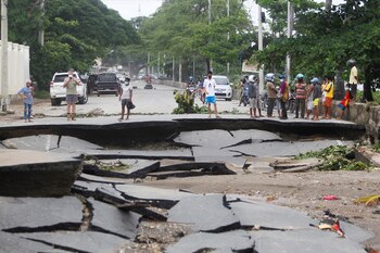 Calles destrozadas en Timor Oriental.