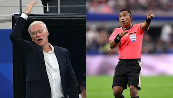 El entrenador de Francia, Didier Deschamps, cuestionó al árbitro salvadoreño Iván Bartonn tras la derrota de Francia ante España en las semifinales de la Copa Mundial 2026. (CHARLY TRIBALLEAU / AFP)