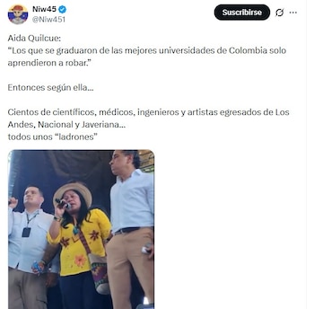 Usuarios en redes interpretaron las palabras de Aida Quilcué como una crítica directa a egresados de universidades prestigiosas - crédito @Niw451/X