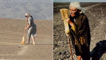 A la izquierda, una imagen de 'Lady Nazca'; a la derecha, una fotografía de Maria Reiche.