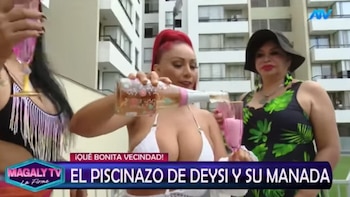 Deysi Araujo desafía a sus vecinos tras ganar juicio y organiza celebración en las áreas comunes. Captura: Magaly TV La Firme.
