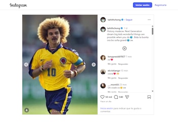 Tahith Chong etiquetó a Carlos Valderrama en Instagram - crédito @tahithchong/Instagram
