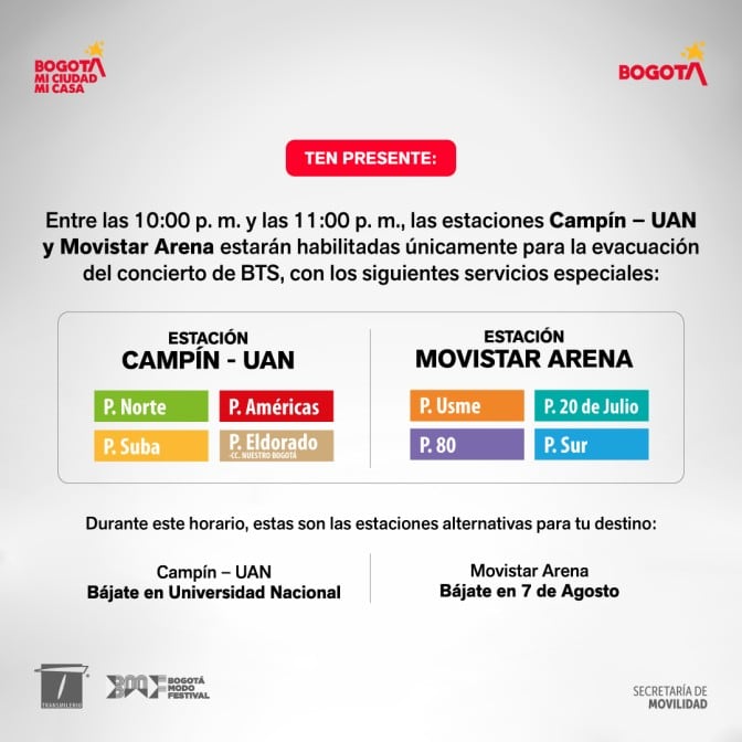 Los despachos de los buses especiales tendrán como destino ocho portales del sistema de transporte masivo - crédito TransMilenio