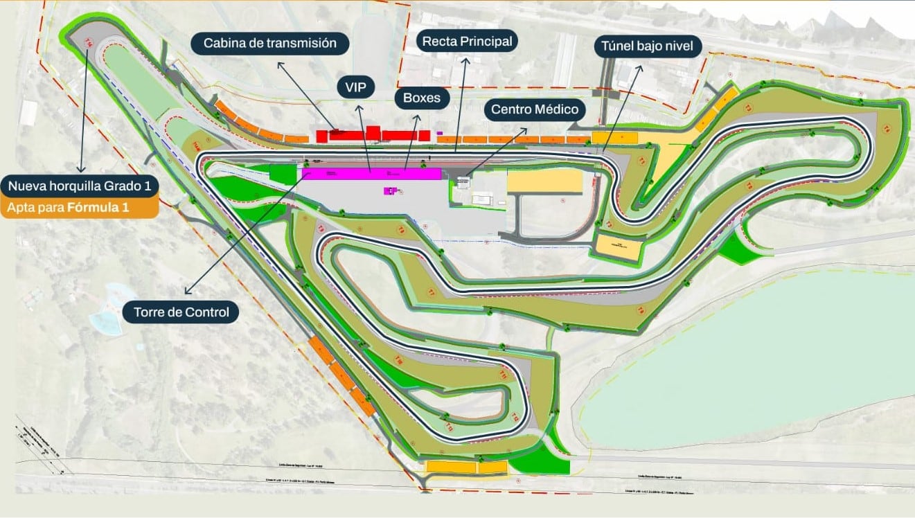 Así será el circuito para la F1. A la trazada del MotoGP hay que tomar la extensión que va a la nueva horquilla que se construirá (Prensa GCBA)