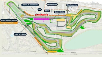 Así será el circuito para la F1. A la trazada del MotoGP hay que tomar la extensión que va a la nueva horquilla que se construirá (Prensa GCBA)