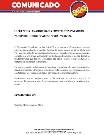 El CPB reclama a las autoridades respuestas claras ante señalamientos de acoso laboral y sexual en el periodismo colombiano - crédito CPB