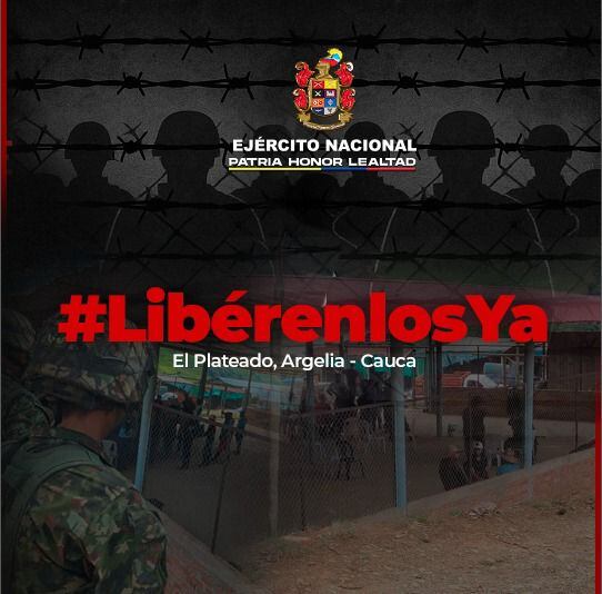 Ejército Nacional pide por la liberación de más de 57 soldados secuestrados en Cauca - crédito @COL_EJERCITO/X