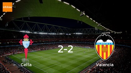 Celta y Valencia empatan 2-2 y se reparten los puntos