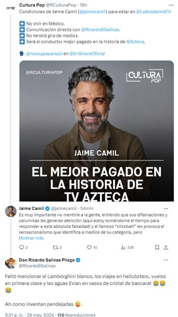 Jaime Camil y Ricardo Salinas Pliego reaccionaron a las supuestas condiciones que impuso el actor