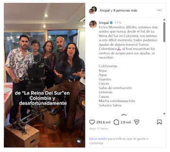 Actores de La Reina del Sur promueven ayuda para comunidades damnificadas en Colombia - crédito lincpal/Instagram