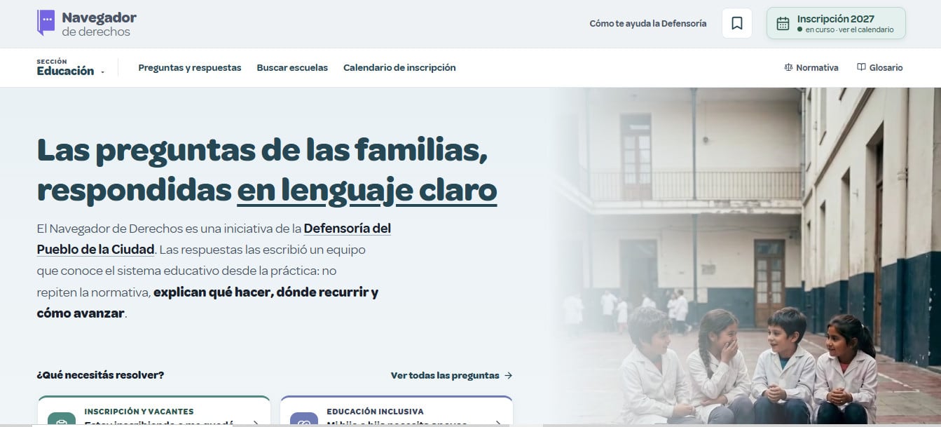El Navegador de Derechos permite buscar y comparar 1.983 escuelas porteñas y también incluye 98 normas educativas explicadas en lenguaje claro.