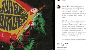 Post en Instagram de Juanes.