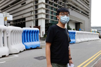 Pro-democracy activist Joshua Wong leaves