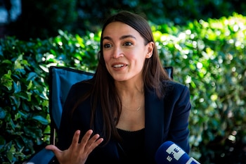 US Congresswoman Alexandria Ocasio-Cortez speaks