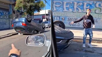 Volvían a su casa y se cruzaron con un hombre que volcó su auto y salió ileso