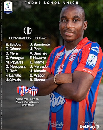 El cuadro samario dirigido por Jorge Luis Pinto, tiene a los siguientes futbolistas para el Clásico Costeño-crédito @UnionMagdalena/X