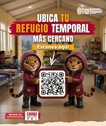 Los refugios en Guerrero se pueden encontrar al escanear el código. (Gobierno de Guerrero)
