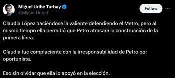 Miguel Uribe culpó a Claudia