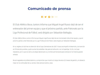 El comunicado de prensa de