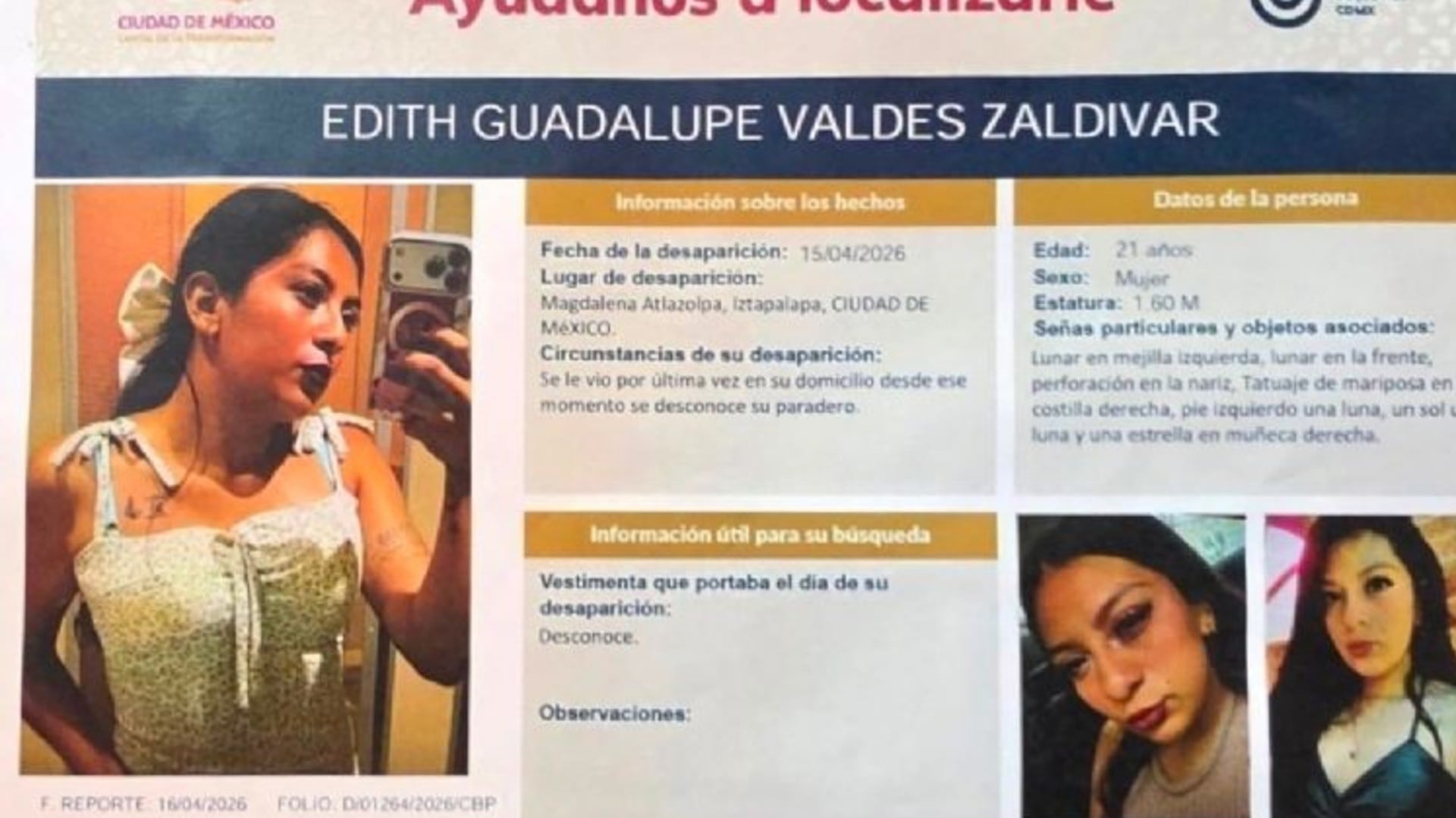 Edith Guadalupe Valdés Salazar acudió a un edificio donde la citaron para un trabajo el 15 de abril pero no salió, fa,miliares cerrarpon avenida Revolución y hoy la Fiscalía encontró el cuerpo sin vida a una mujer en el sótano del edificio