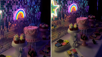 La torta decorada en plateado