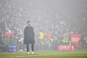 Álvaro Arbeloa, entrenador del Real Madrid, en su debut en Albacete.