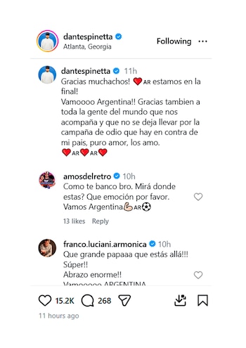 Dante Spinetta y la selección