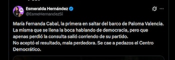 Reacción de Esmeralda Hernández -
