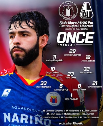 Deportivo Pasto onze enfrentará Deportes Tolima - crédito Deportivo Pasto