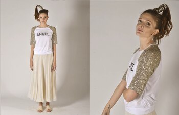Remeras con glitter y faldas