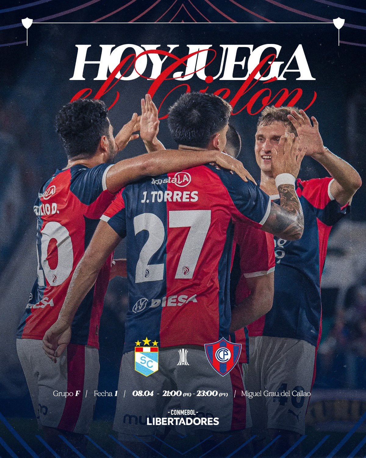 Estandarte do Cerro Porteño para o duelo com o Sporting Cristal pela Copa Libertadores 2026 - Crédito: X.