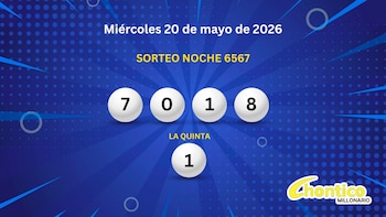 Los cinco números ganadores del Chontico Noche del miércoles 20 de mayo de 2026. (Infobae)