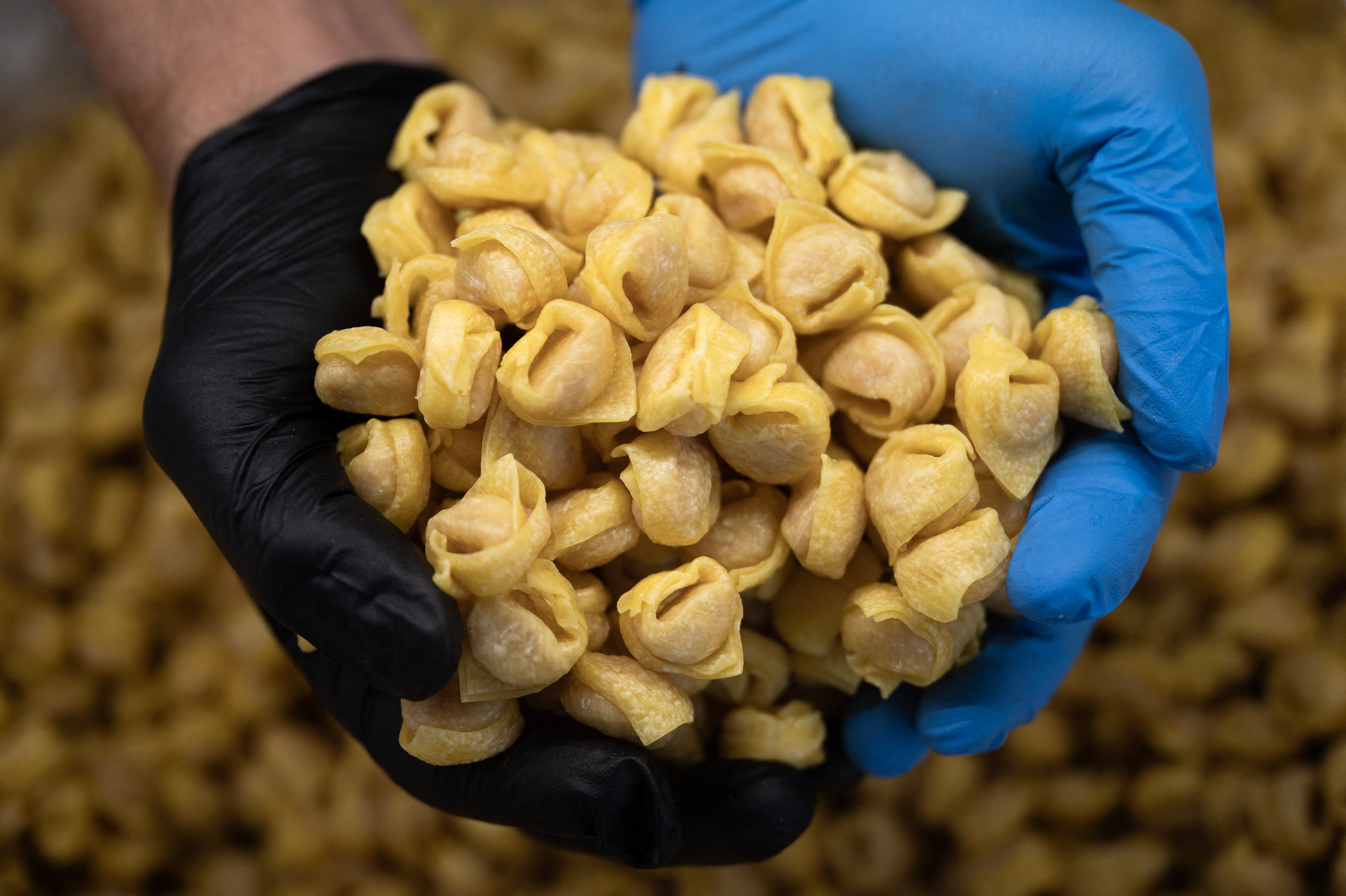 Pasta casera italiana Agnolotti en un stand del Slow Food Salone del Gusto en Turín. Italia es el país que más produce, consume y exporta pasta en el mundo, con casi 80 millones de raciones que llegan a cerca de 200 países. (Foto: MARCO BERTORELLO / AFP)