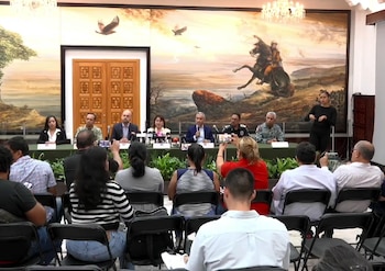 Conferencia de prensa tras el arresto de "El Trompas". Crédito: Gobierno de Morelos