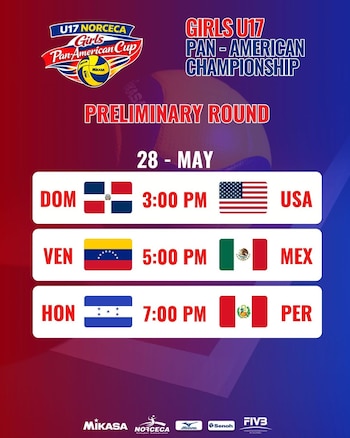 Programación de la fecha 3 de la Copa Panamericana de vóley sub 17 2026.