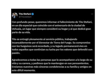 La despedida en su cuenta de X oficial
