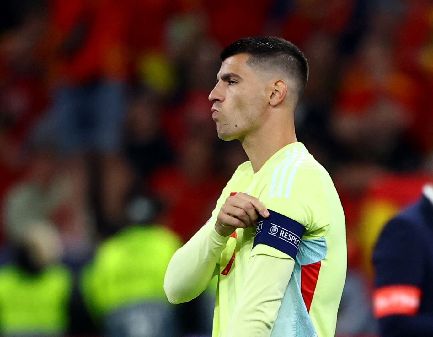 Álvaro Morata en la final de la Nations League (Reuters/Kai Pfaffenbach)