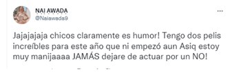 Nai Awada aclaró que no