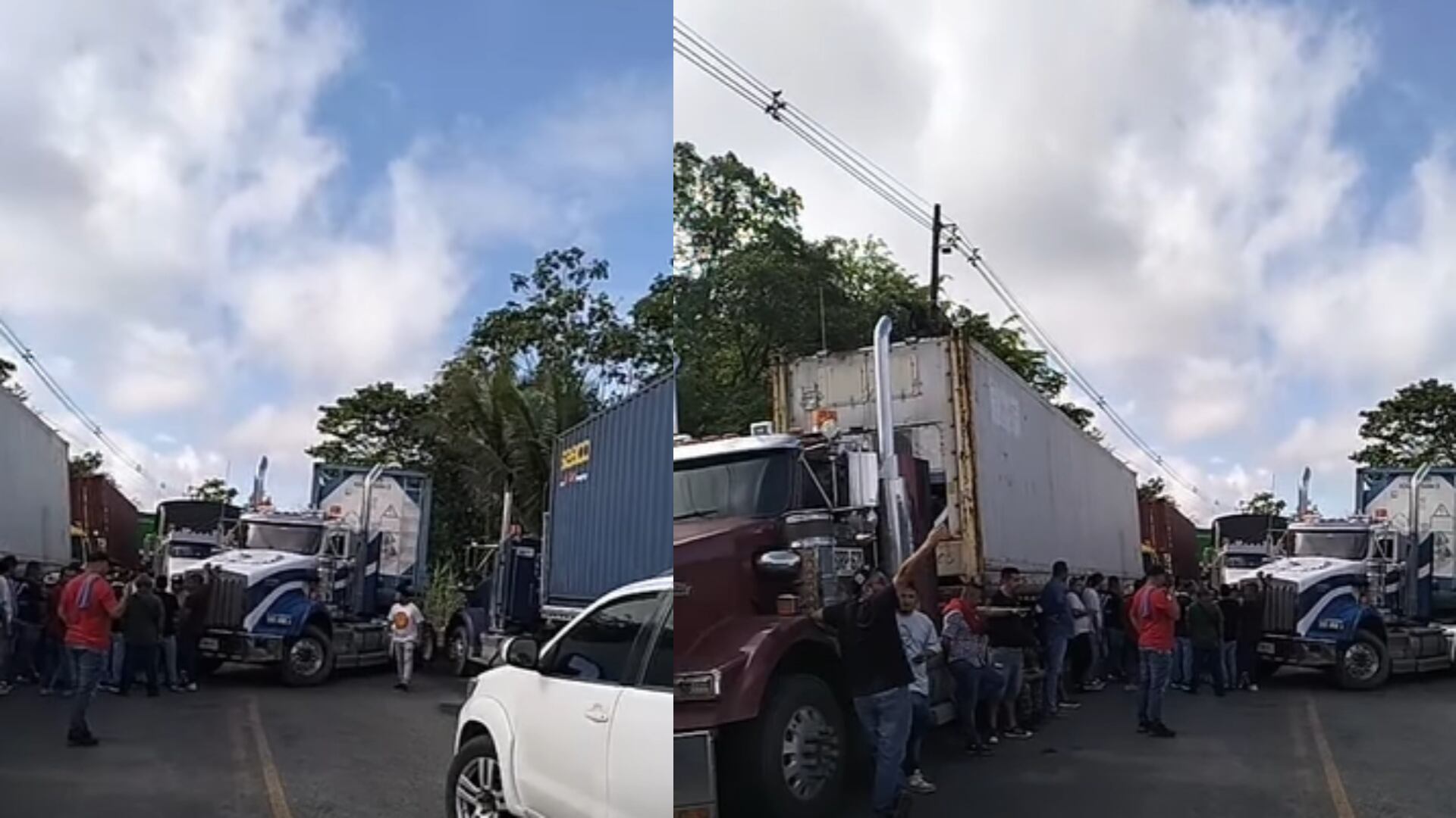 El puerto de Buenaventura enfrenta un bloqueo de transportadores de carga en el sector de La Caucana - crédito Fotomontaje Infobae (Redes sociales/Facebook)