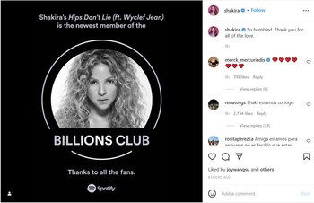 Shakira llegó al billón de