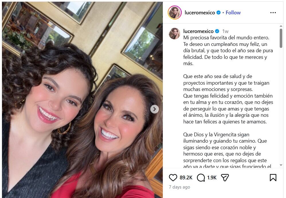 Lucerito, la hija de Lucero y Mijares, también celebró su cumpleaños entre emotivos mensajes (IG)
