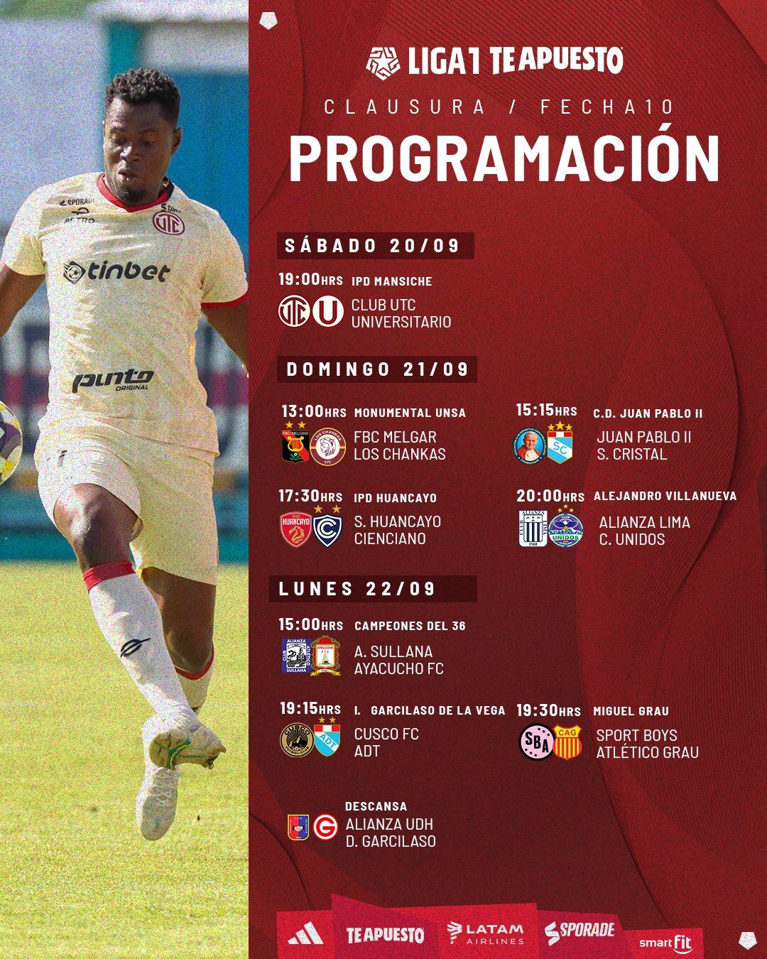 Programación de la fecha 10 del Torneo Clausura de la Liga 1 2025