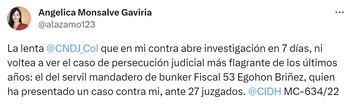 Fiscal Angélica Monsalve insiste en persecución en su contra