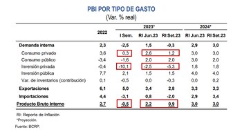 Producto Bruto Interno por tipo